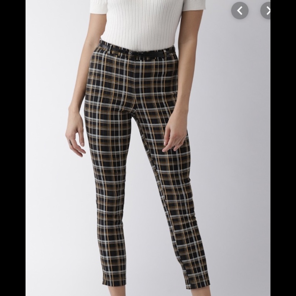 Forever 21 plaid crop trousers
